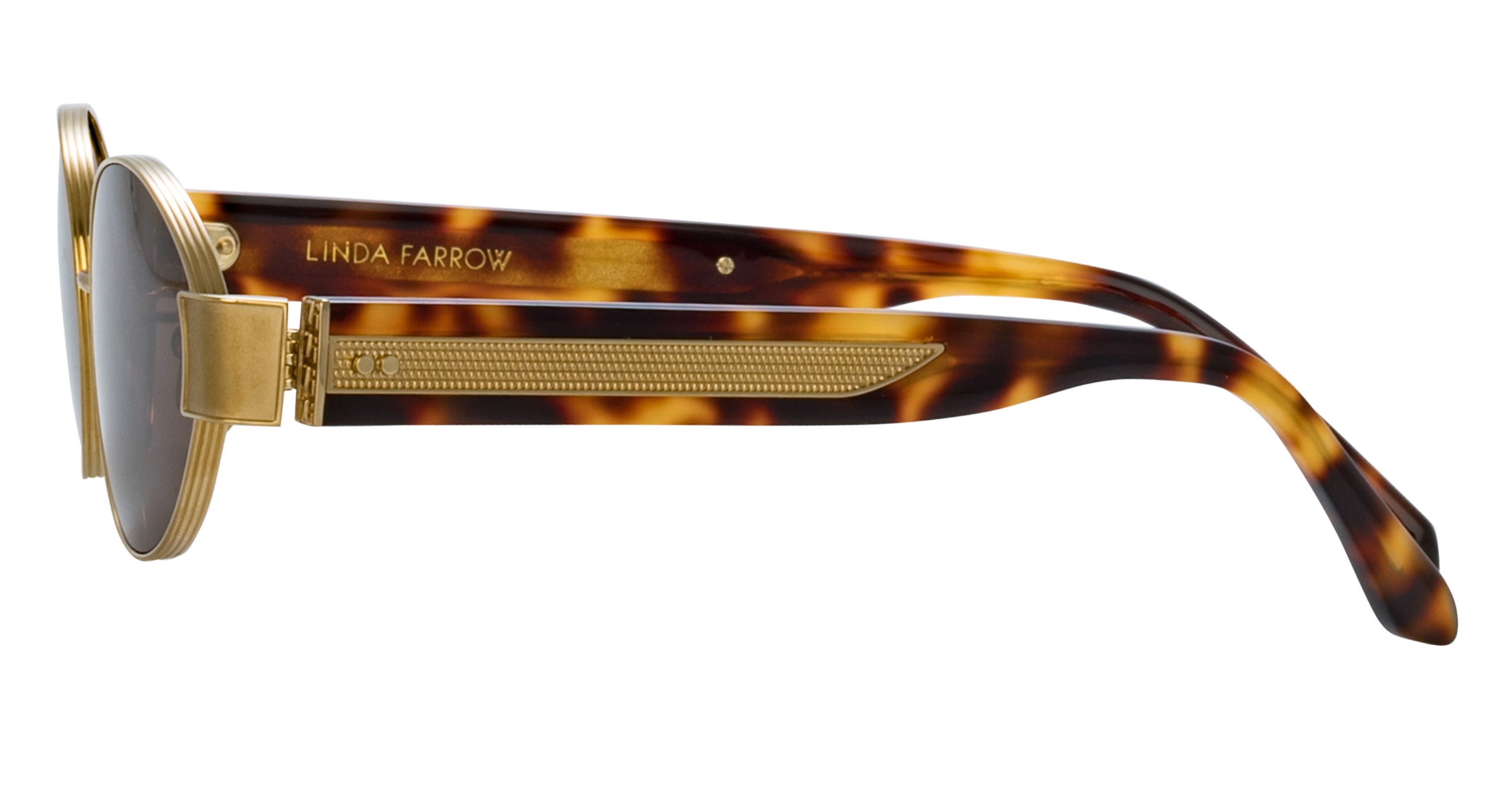 Lfl Round Lens Titanium Sunglasses with Tortoiseshell Arms