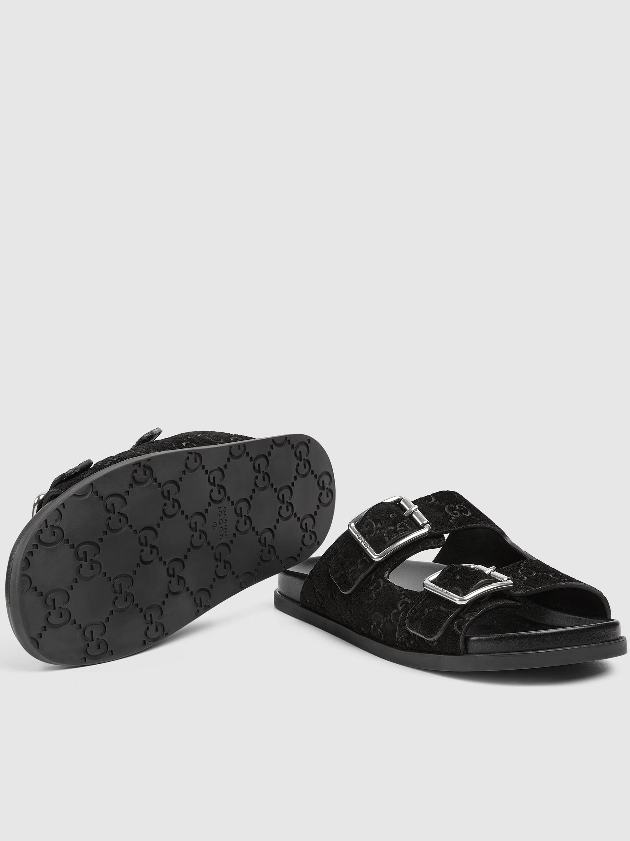 Black Rhein Open Suede Slide Sandals