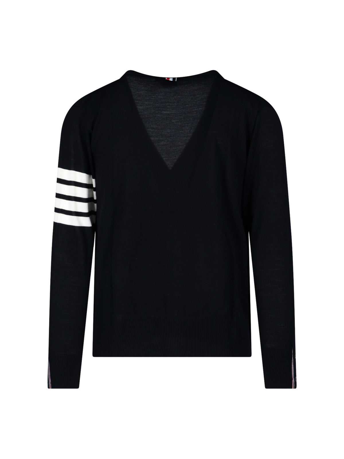 V-Neck Cardigan With Iconic Stripe Detail And Grosgrain Tab