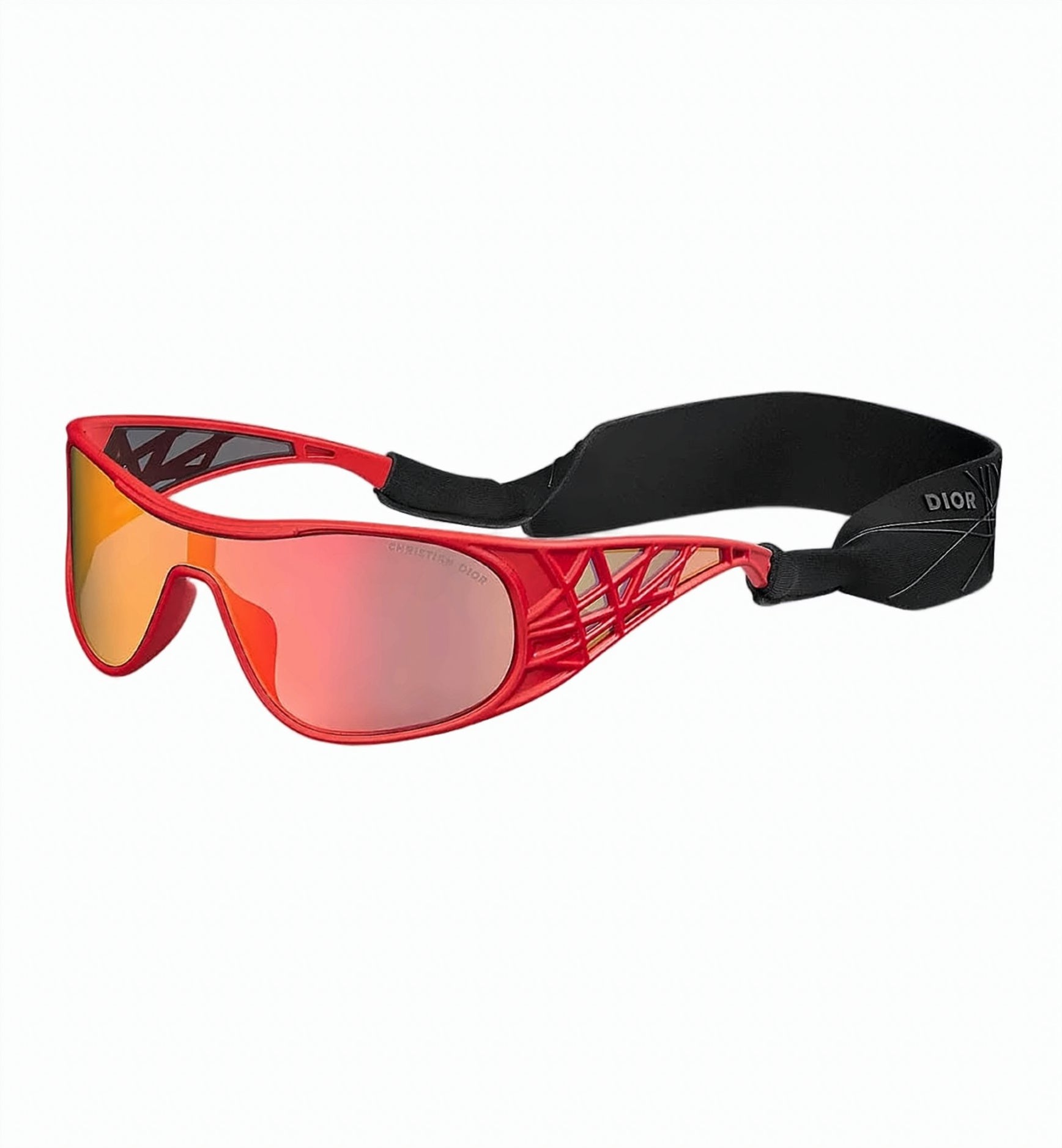 Red Futuristic Mirrored Gradient Lens Sunglasses