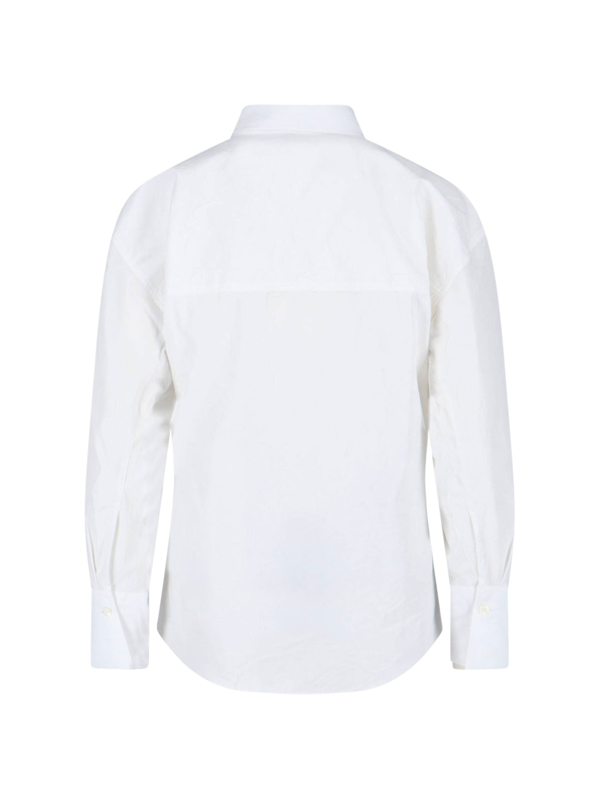 White Classic Collar Long-Sleeve Cotton Shirt