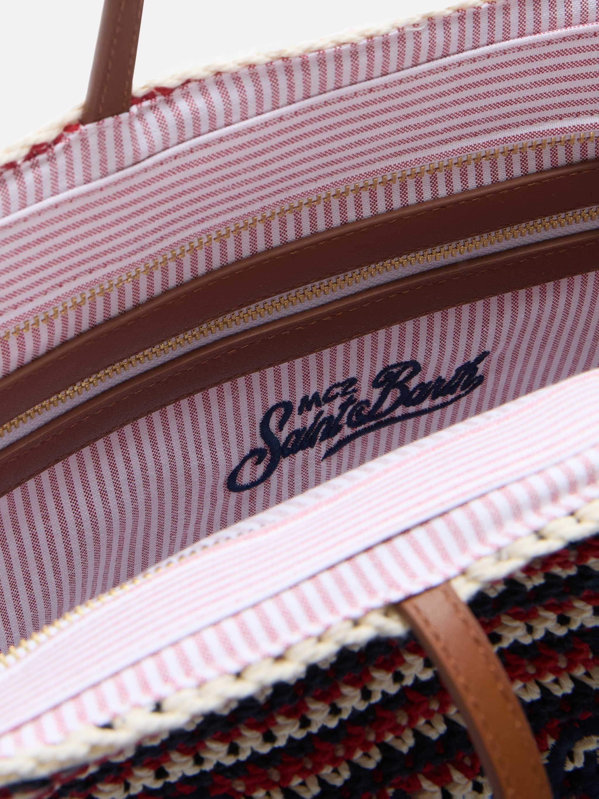 Woven Tote Bag with Horizontal Stripes