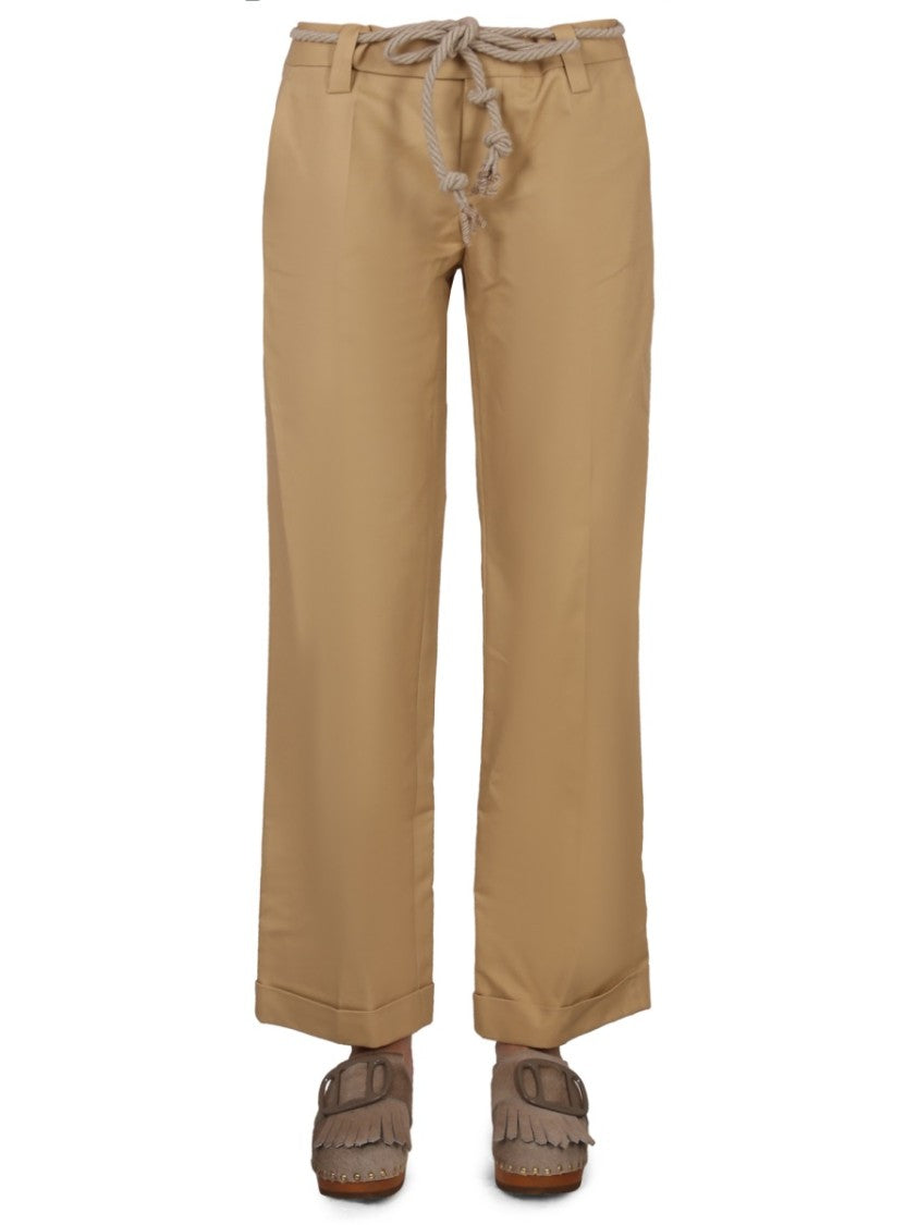 Straight-Leg Pants With Rope Belt Detail