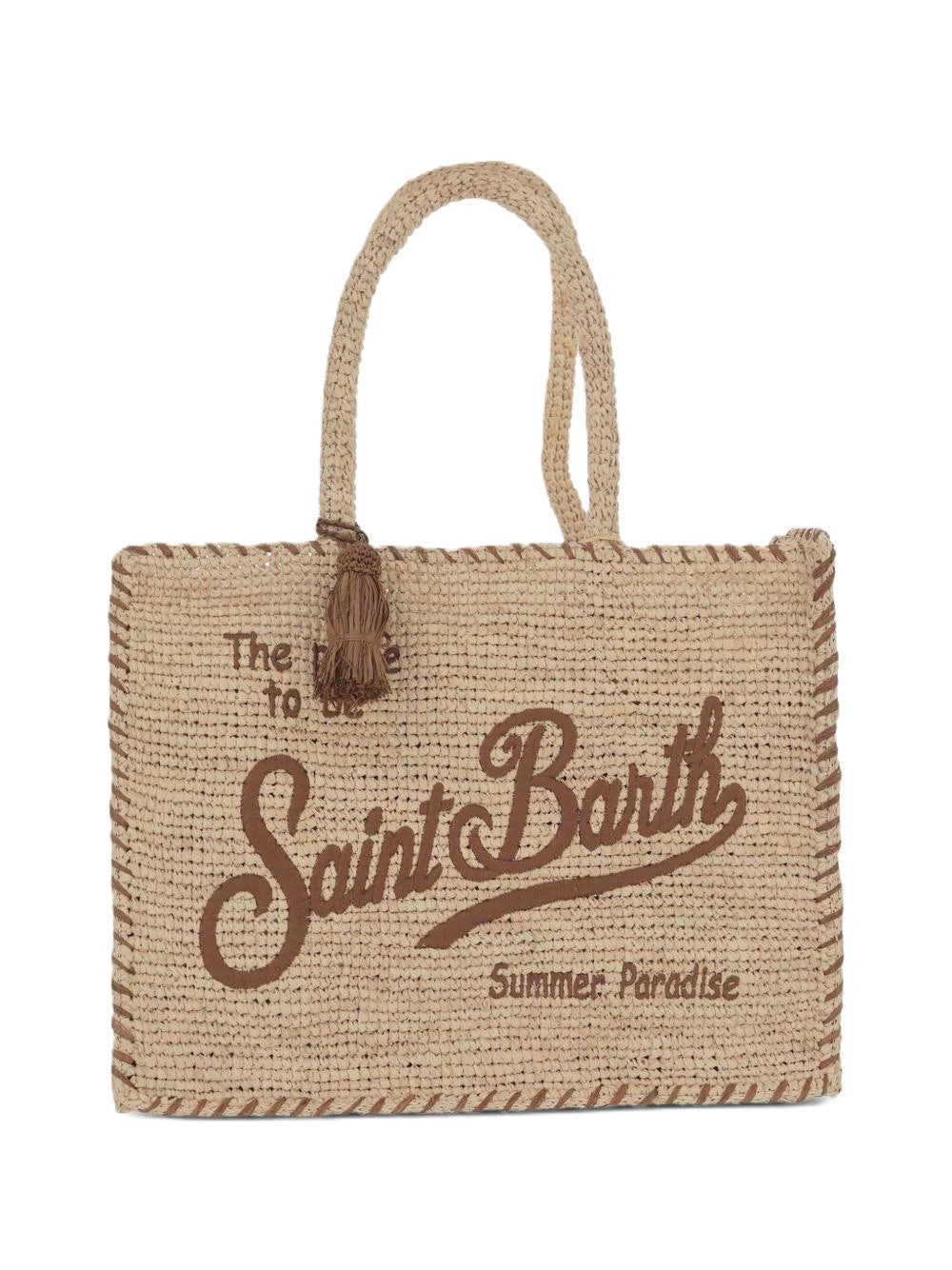 Rectangular Woven Tote Bag with Decorative Tassel