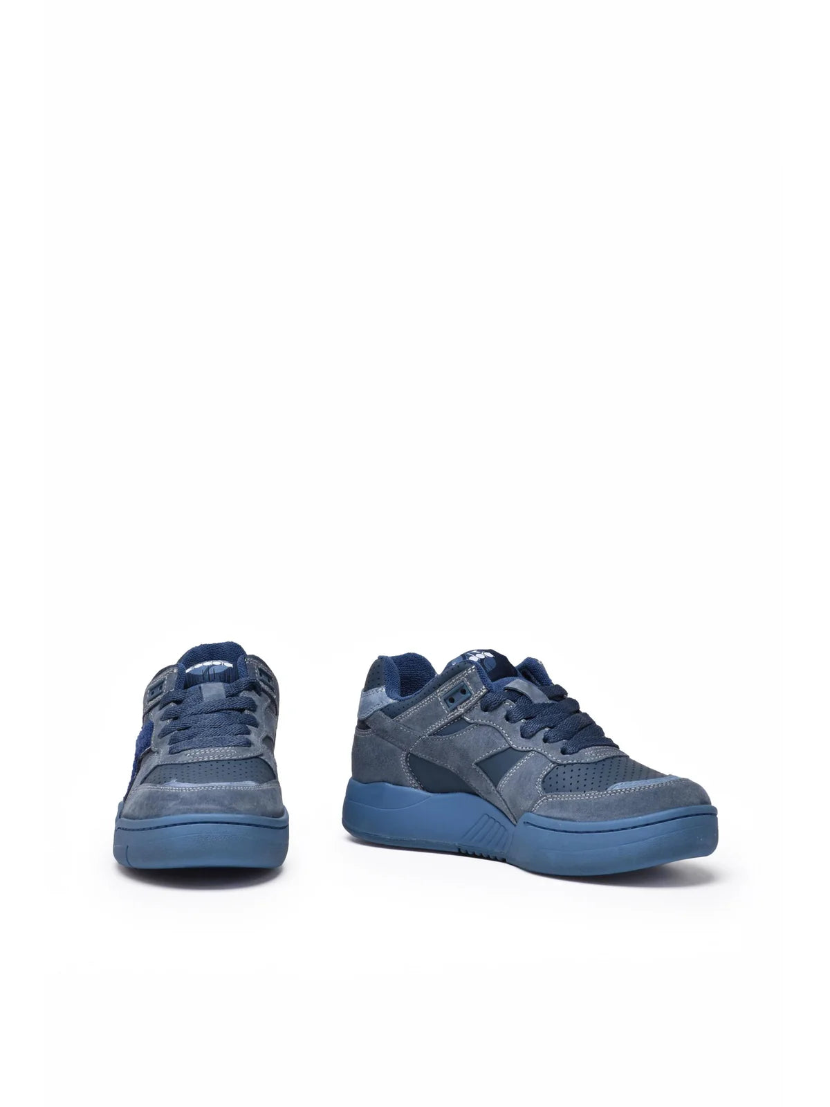 Blue Leather Terry Basket Sneakers