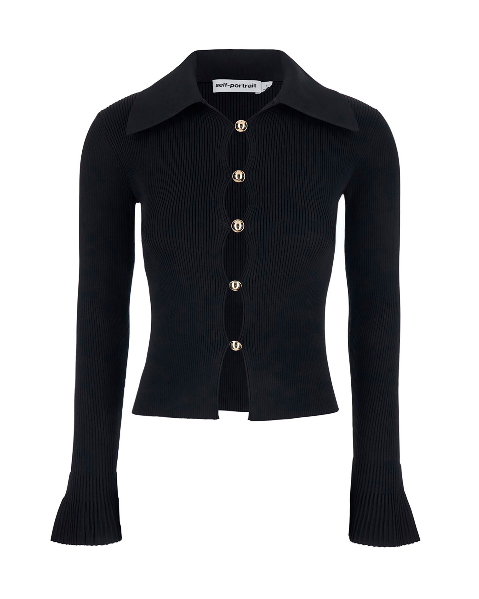Fitted Ribbed Knit Cardigan with Bold Front Cutouts