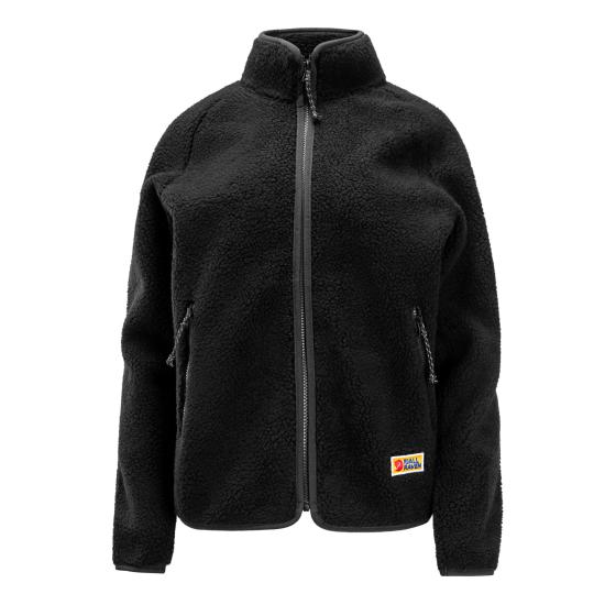 Textured Black Fleece Jacket With High Collar And Signature Logo