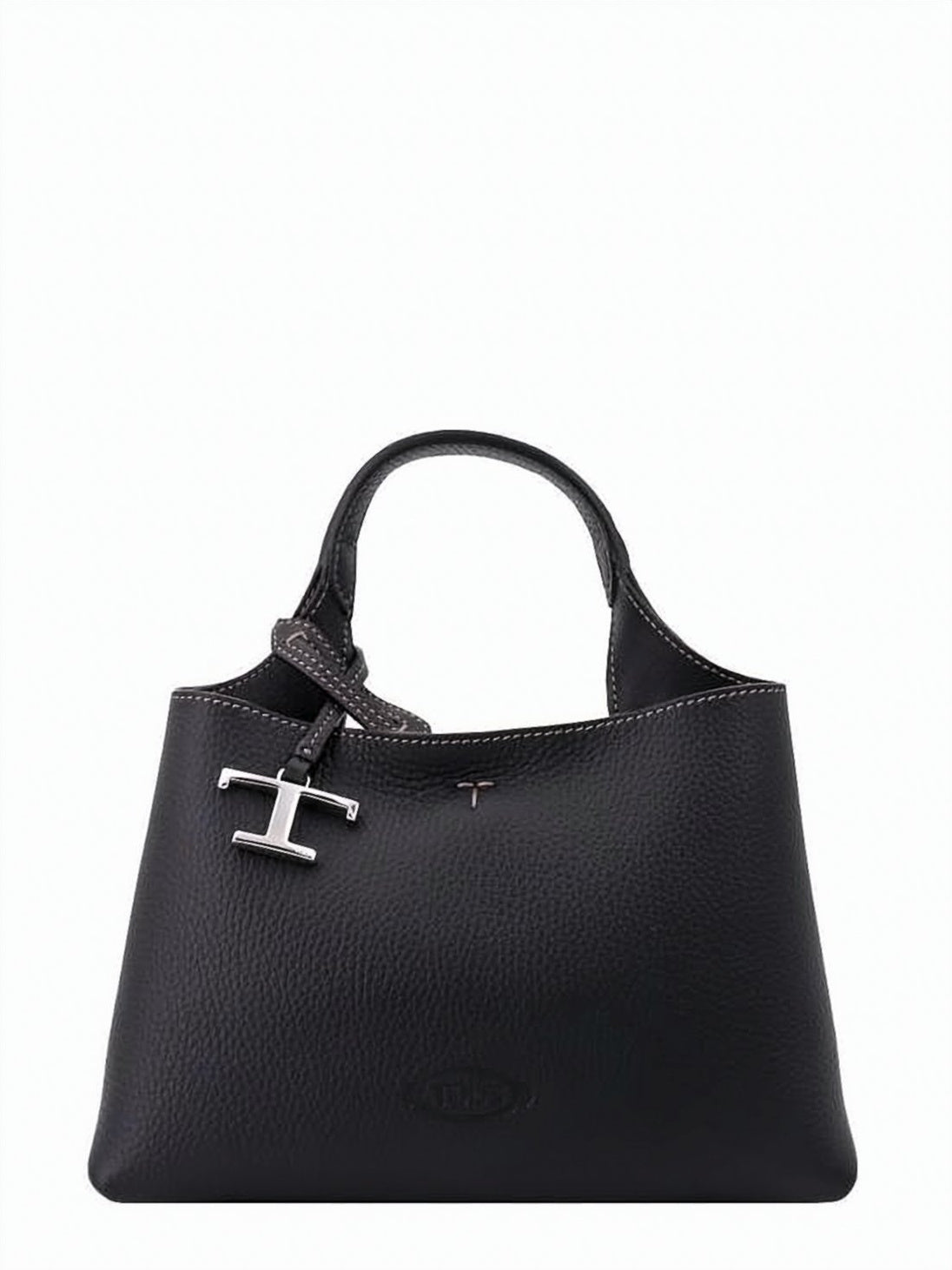 Textured Calf Leather Tote Bag with Embossed Logo