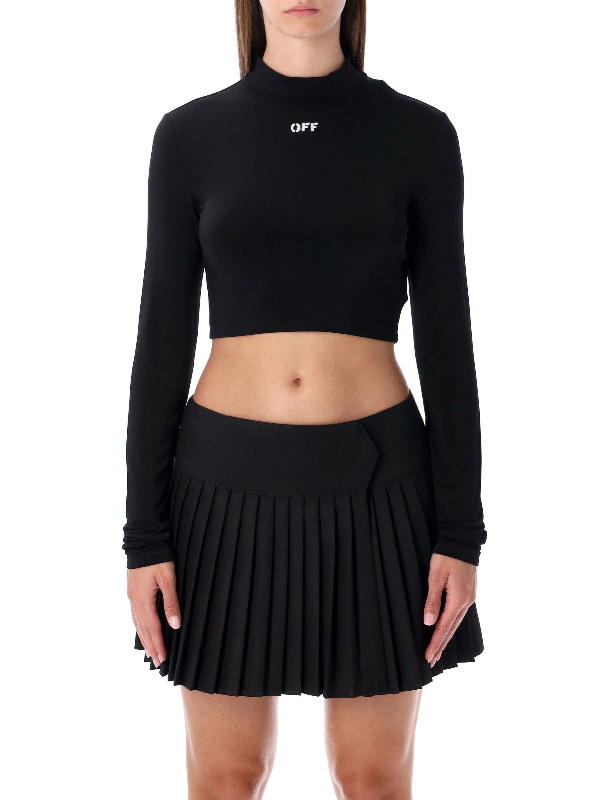 "Off Stamp" Cropped Long-Sleeve Top