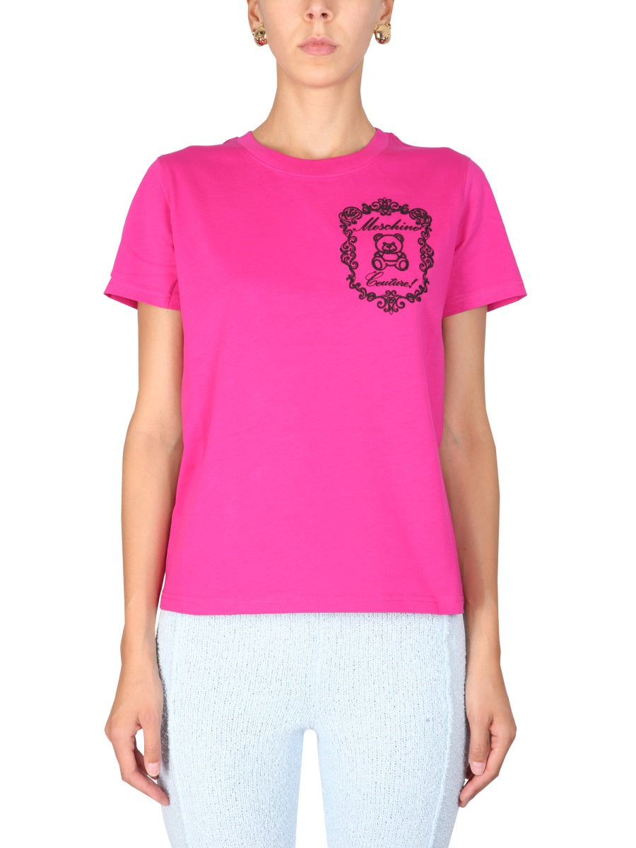 Pink T-Shirt with Chest Logo Print