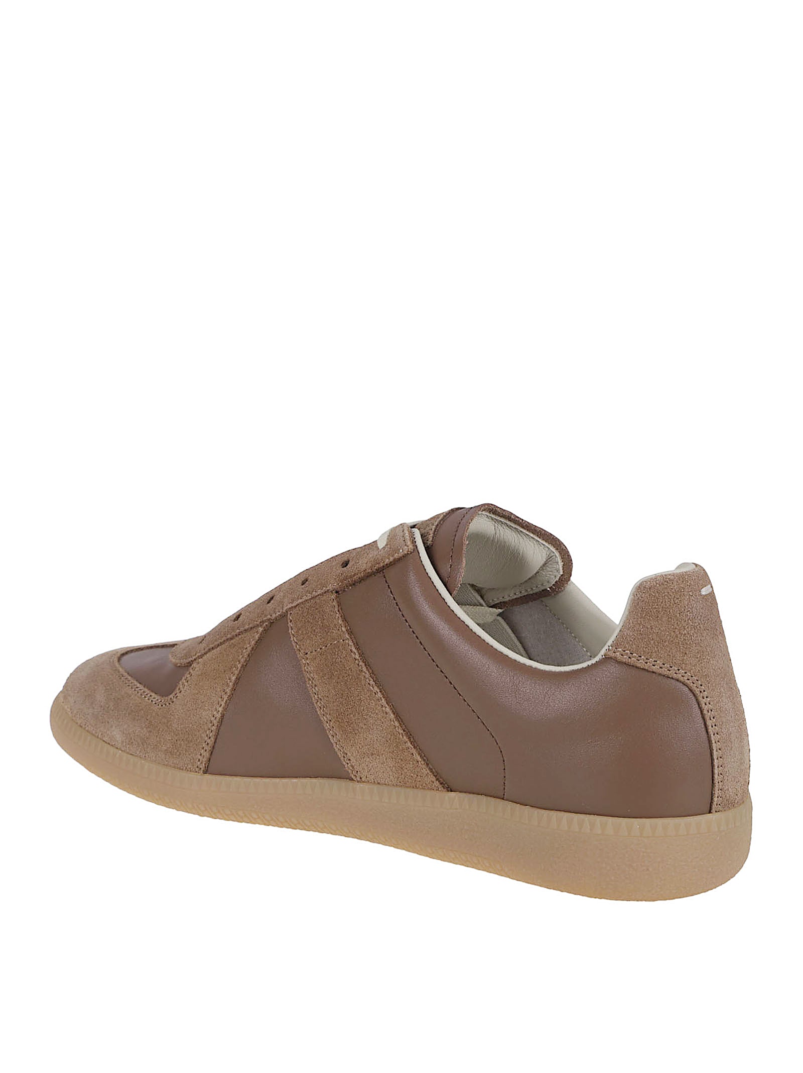 Multi-Panel Brown Leather Low Top Sneakers