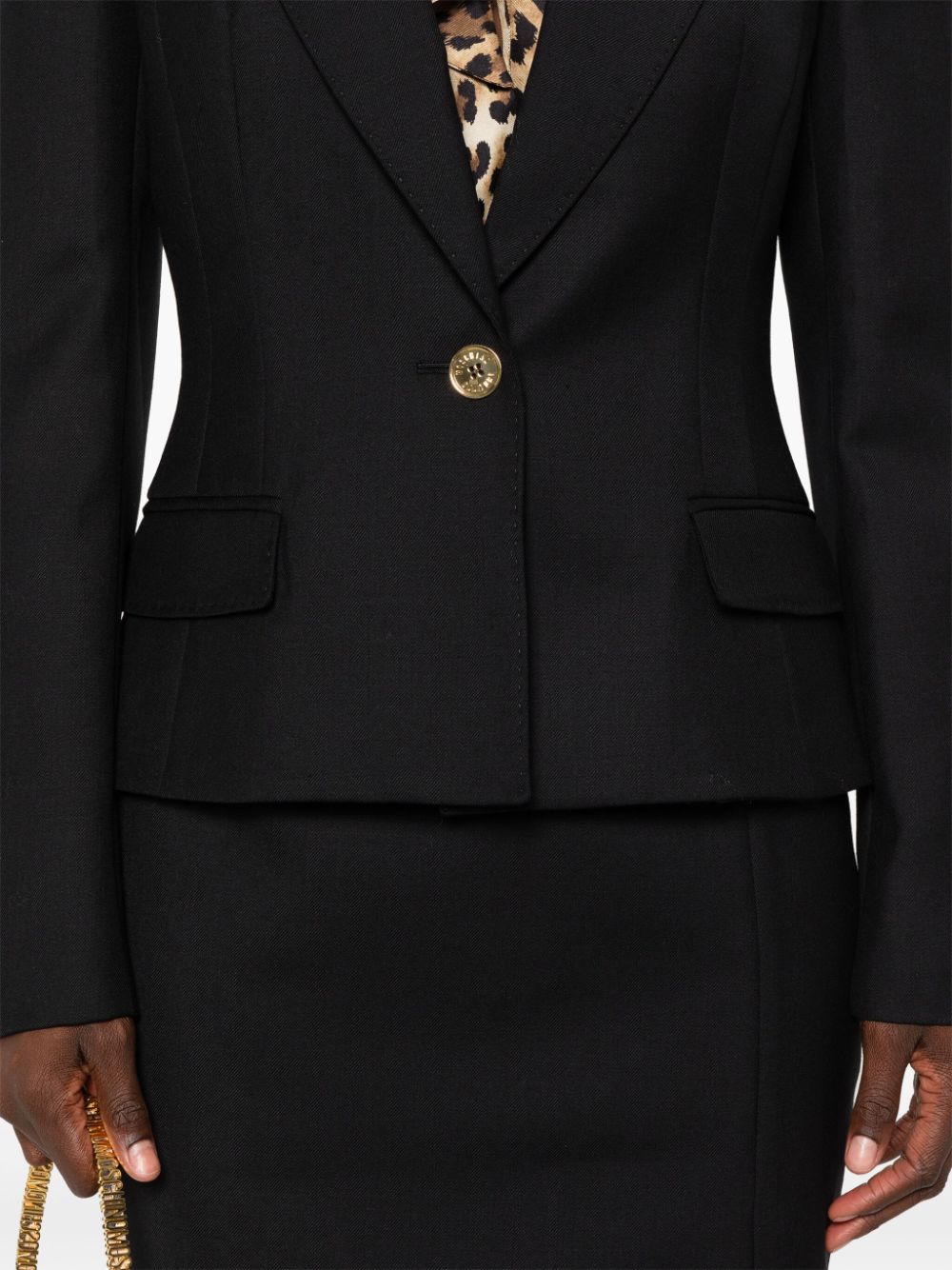 Structured Black Virgin Wool Gabardine Blazer
