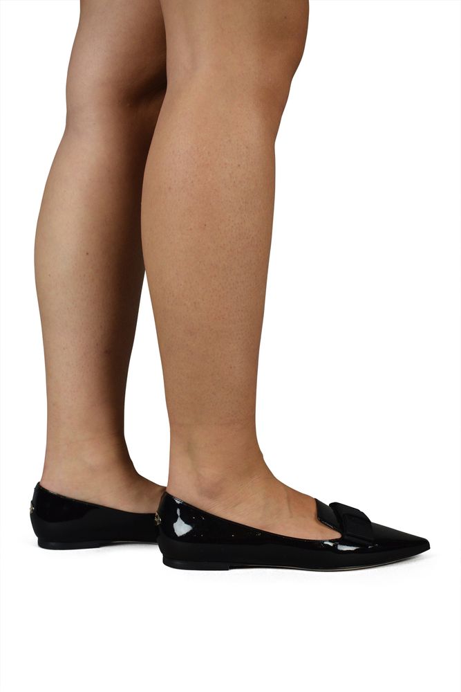 Patent Leather Ballerinas With Front Knot