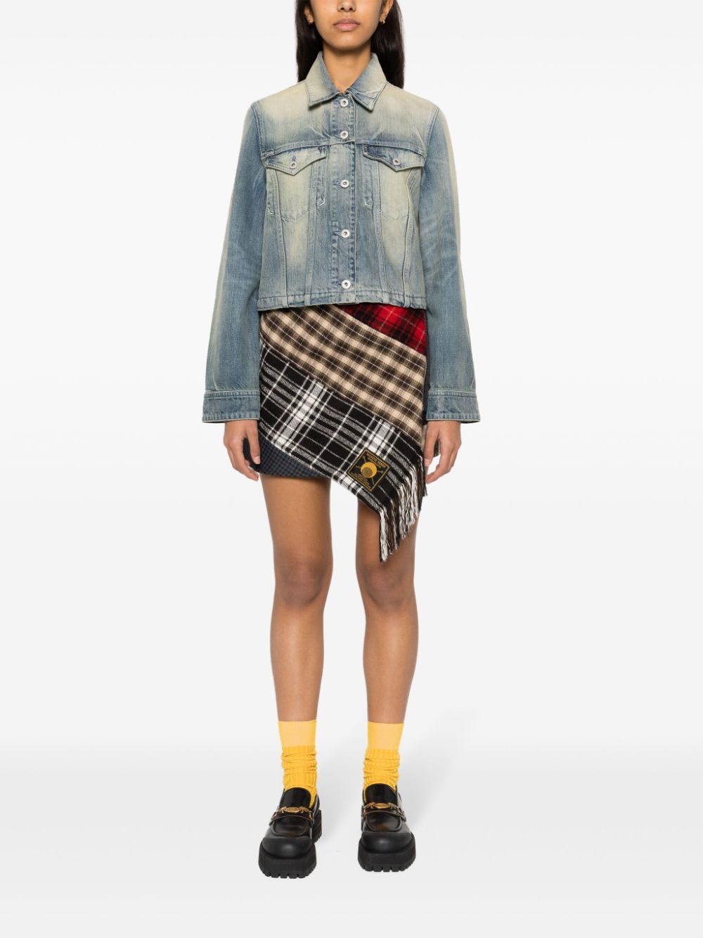 Indigo Blue Washed Denim Cropped Jacket