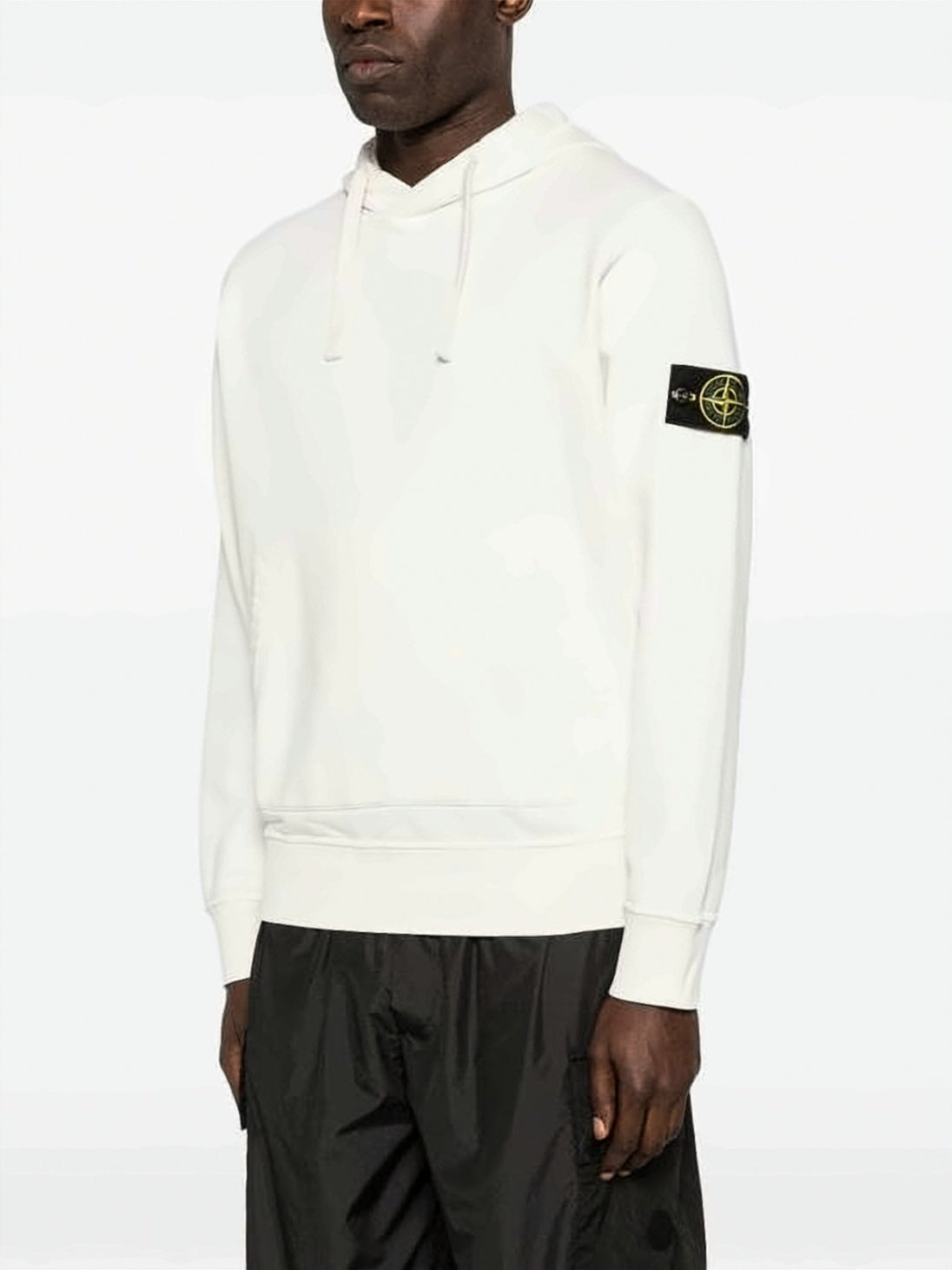 White Hoodie with Distinctive Patch Logo