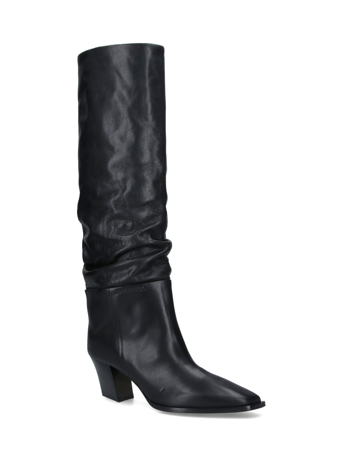 Pointed Toe Slouchy Calf Leather Boots
