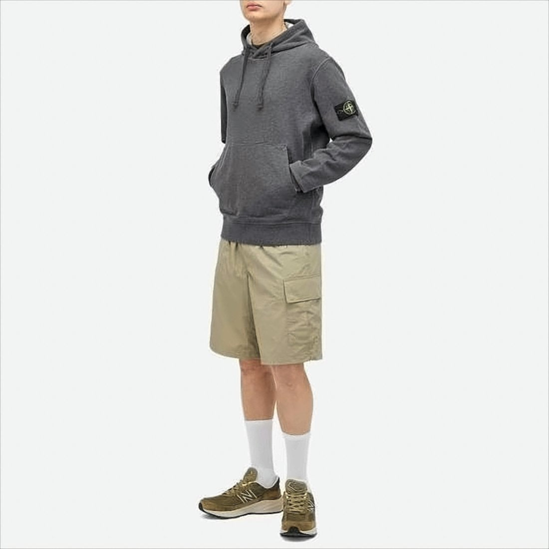 Mid-Grey Cotton Hoodie with Signature Patch