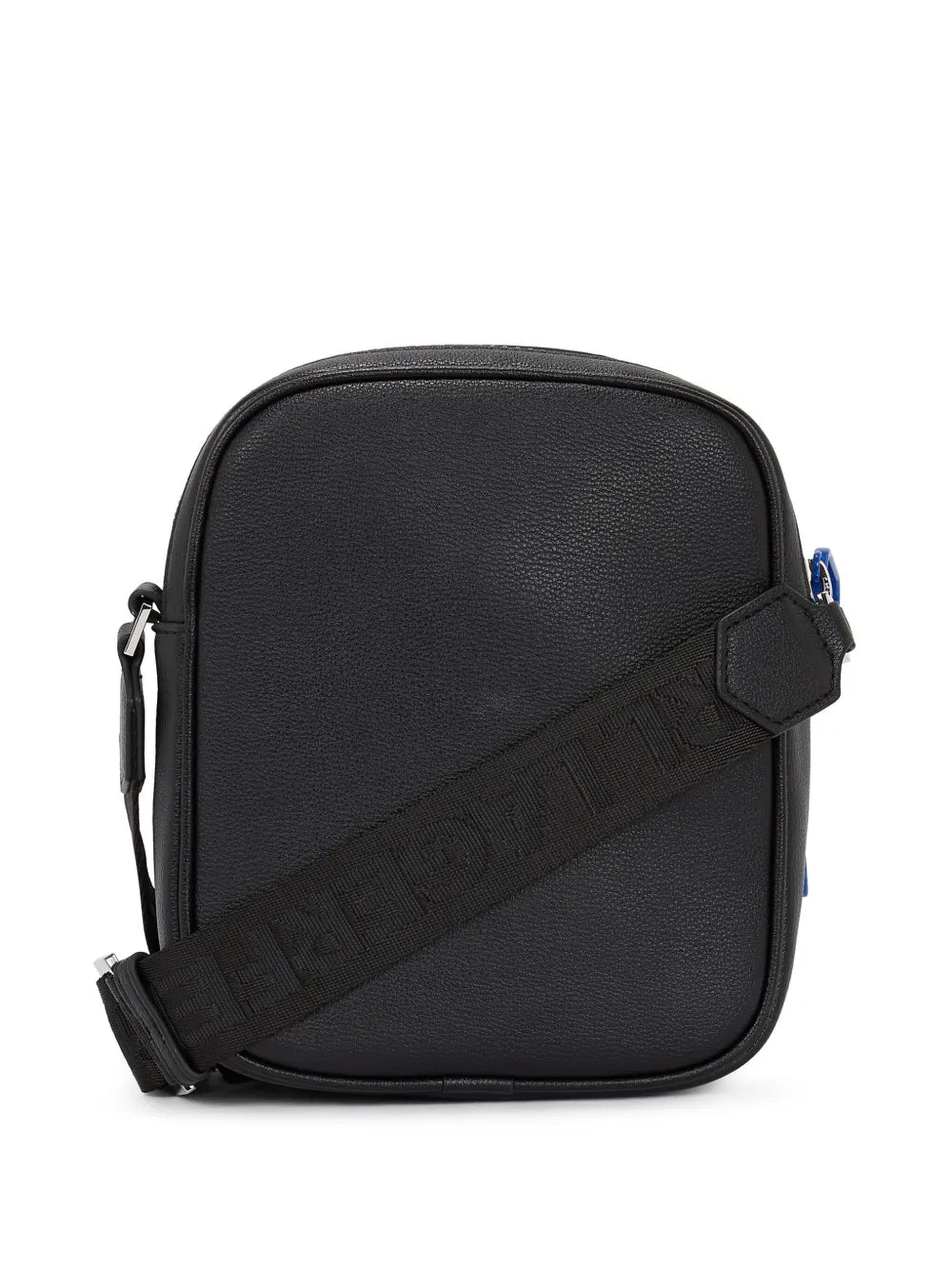 Textured Black Crossbody Bag with Branding