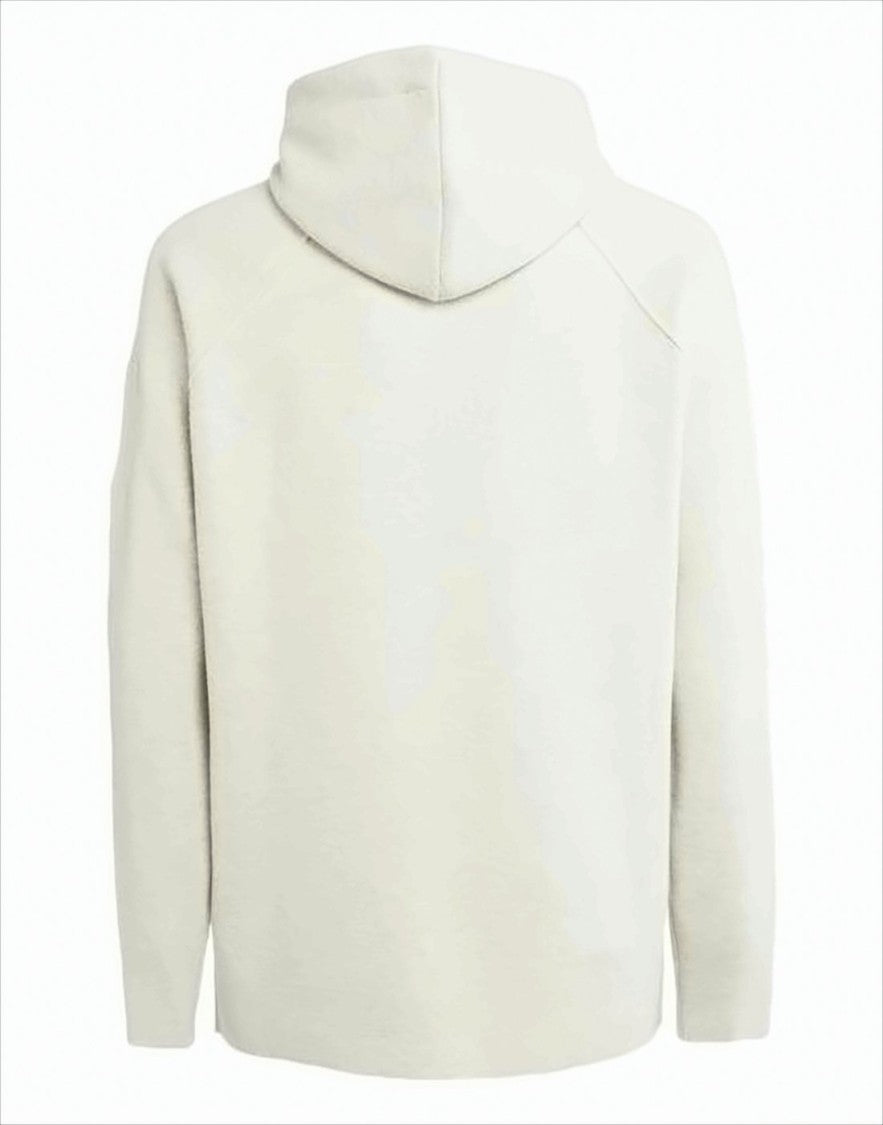 Minimalist Off-White Melange Hoodie With Unique Details