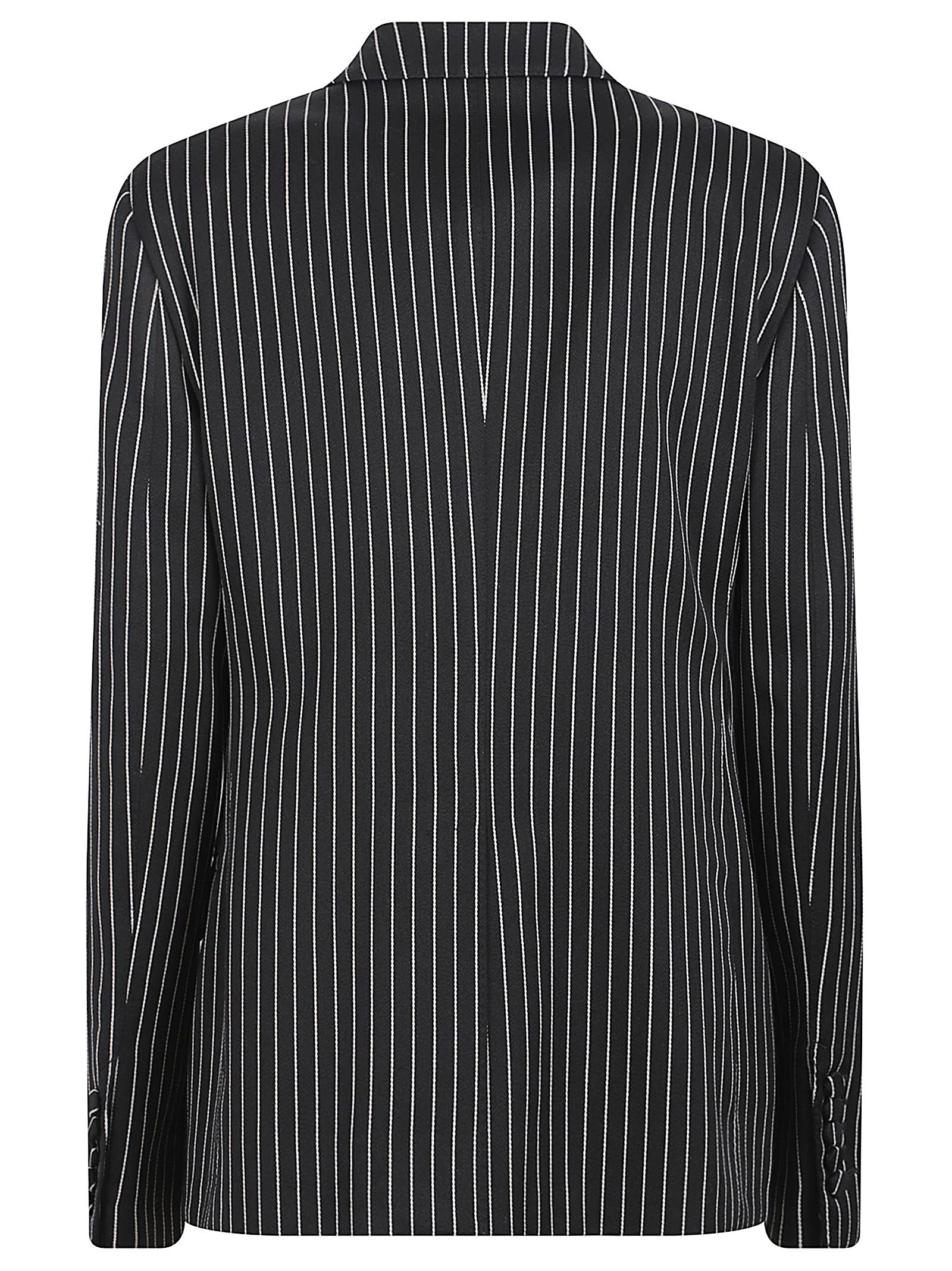 Tailored Black Pinstripe Jacket with Notched Lapel