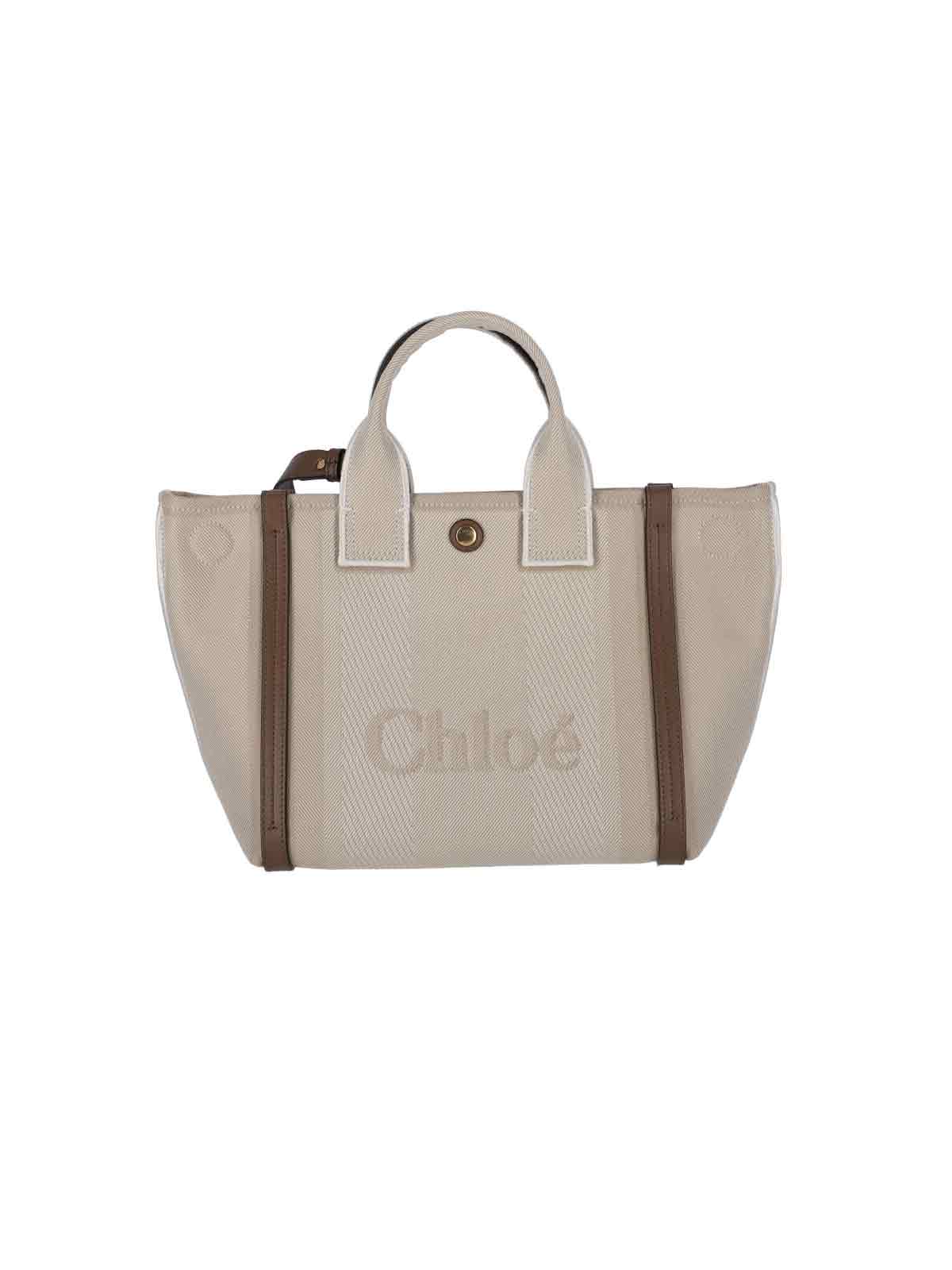 "Carry" Small Tote Bag, In Beige Organic Cotton
