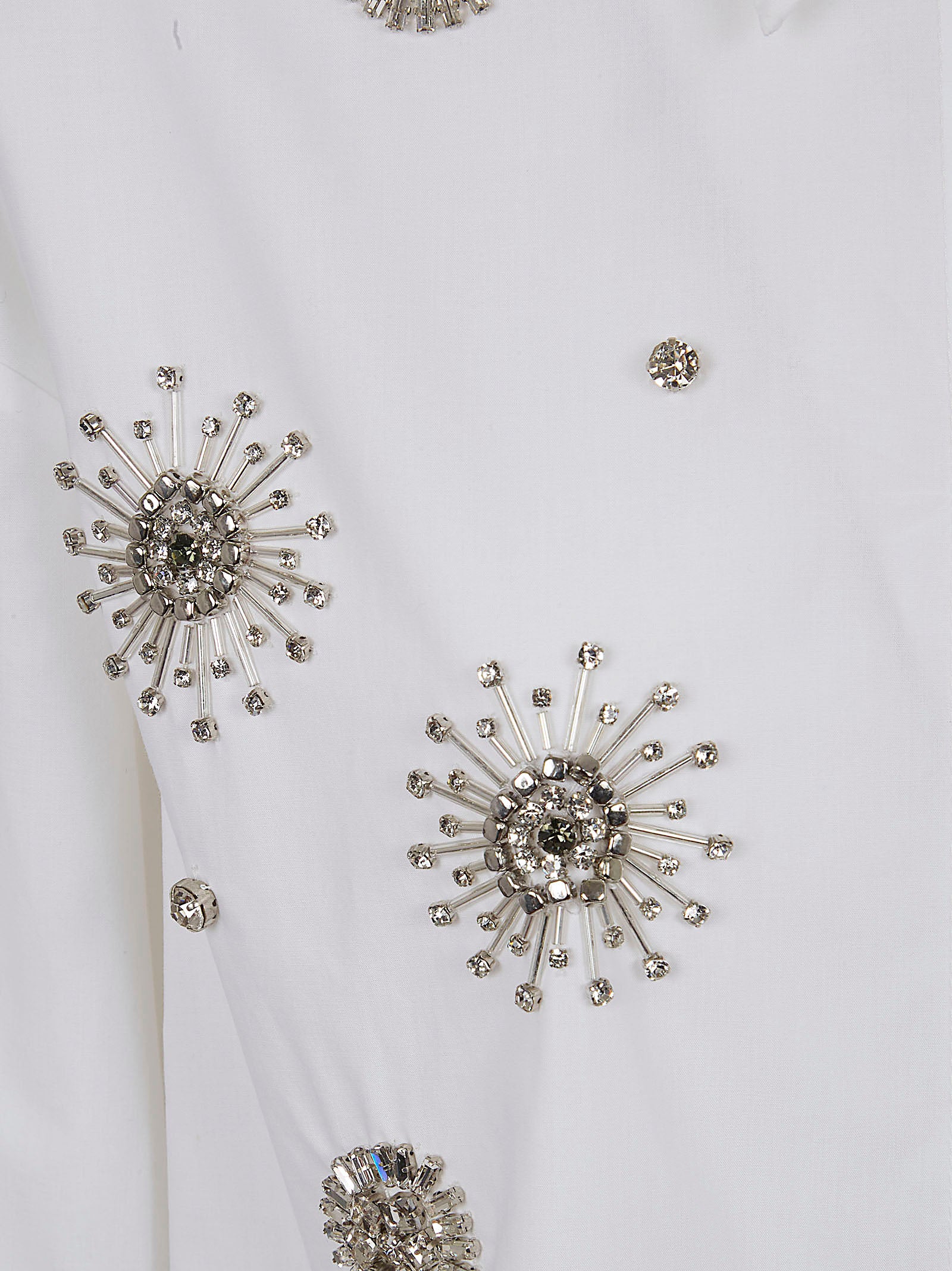 Embellished White Shirt with Starburst Patterns