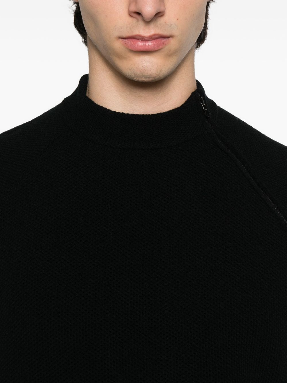 Textured Honeycomb Stitch Mock Neck Sweater