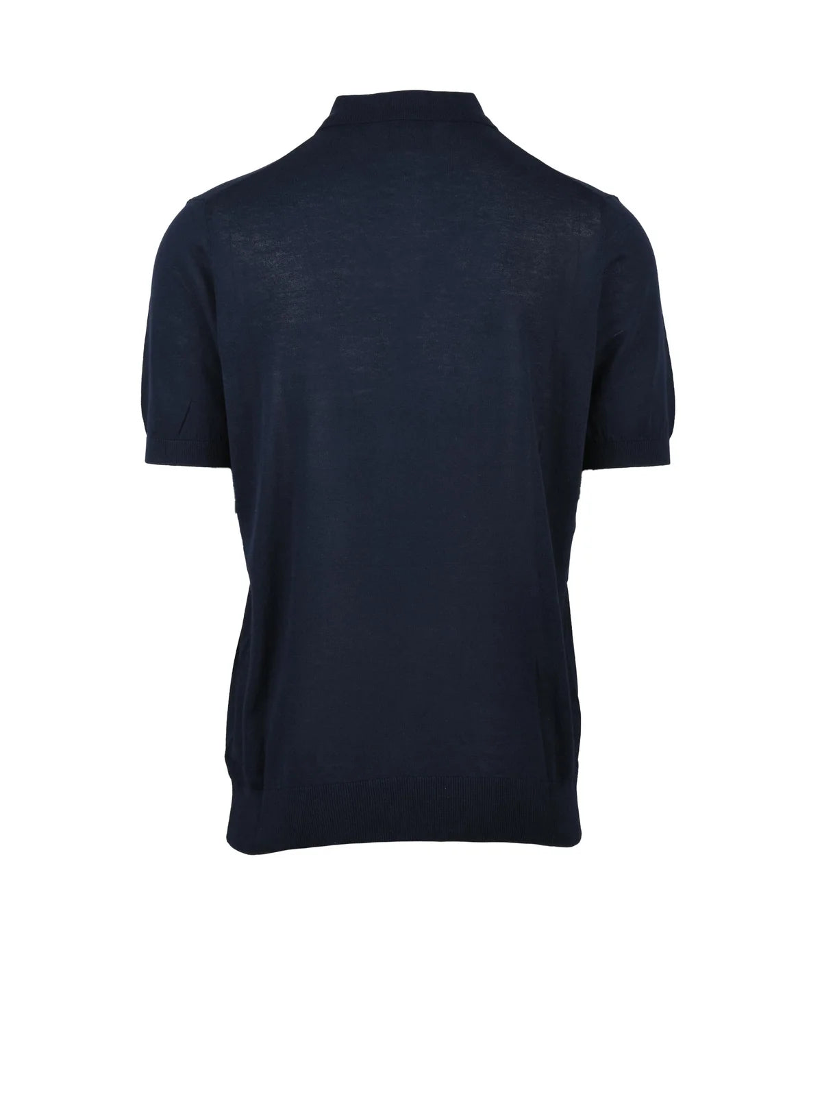 Midnight Blue Cotton Knit Polo Shirt