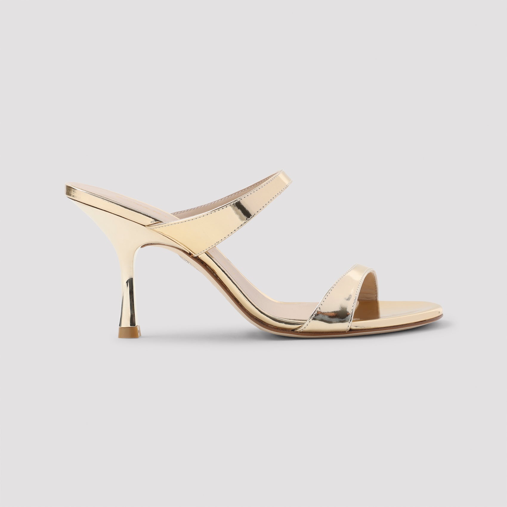 Metallic Finish Sandals with Slim Heel