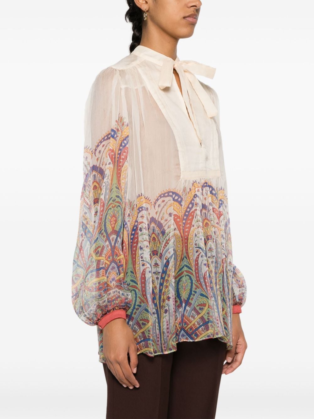 Pussy-Bow Silk Organza Top