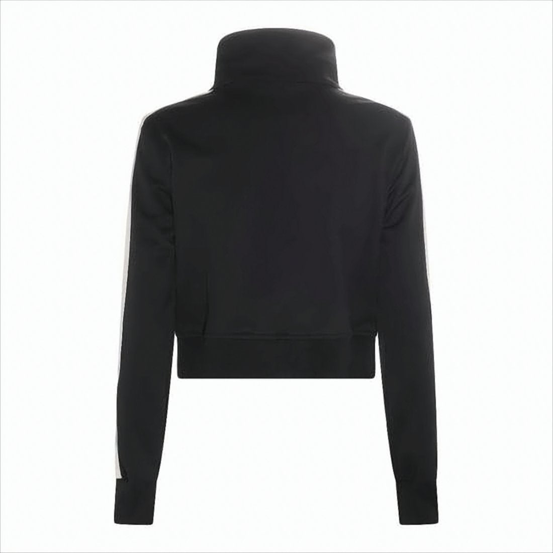 Cropped Black Jacket with High Stand Collar