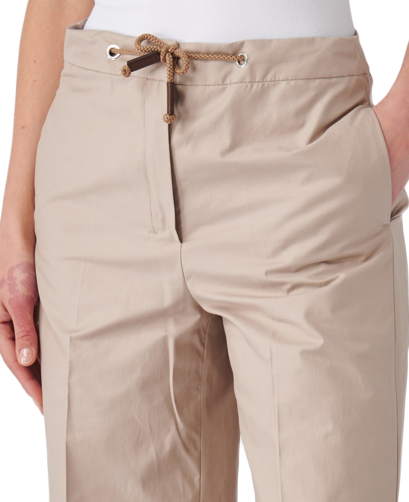 Relaxed Fit Straight-Leg Pants with Drawstring Closure