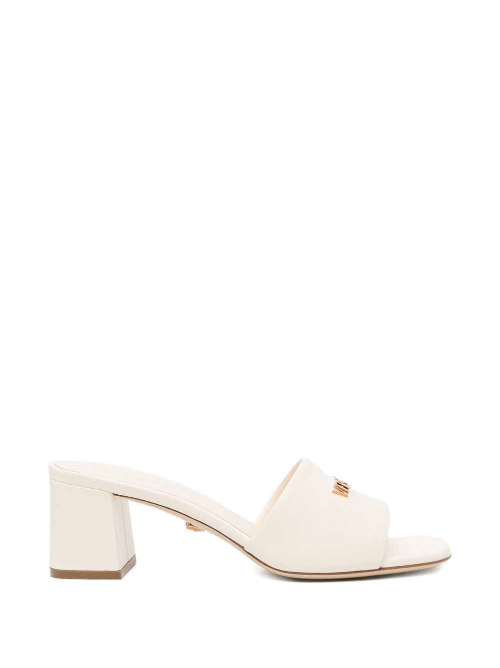 Open Toe Sandals with Metallic Lettering