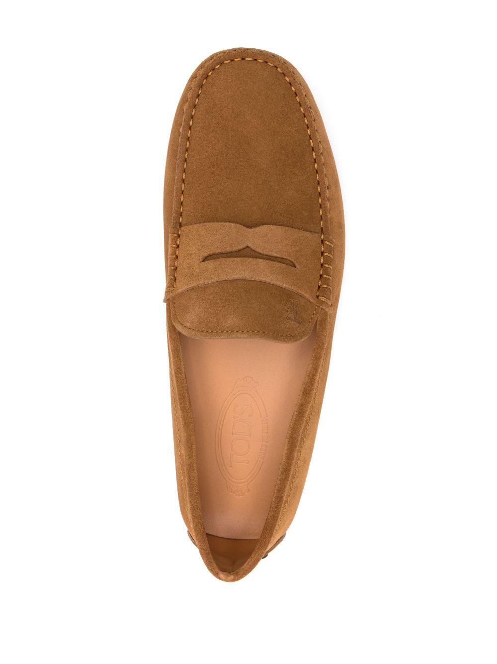 Caramel Brown Suede Moccasin-Style Flat Shoes