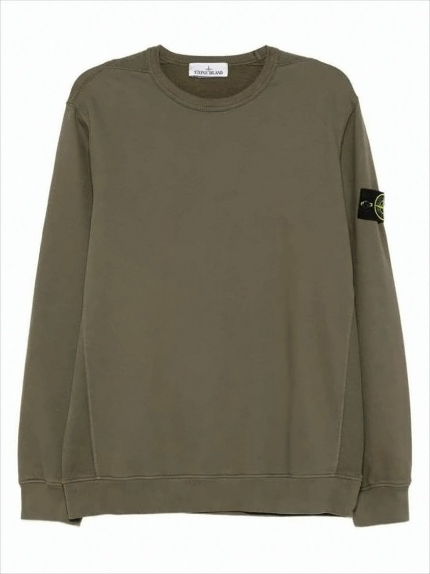 Minimalist Olive Green Long-Sleeve Crewneck Sweatshirt