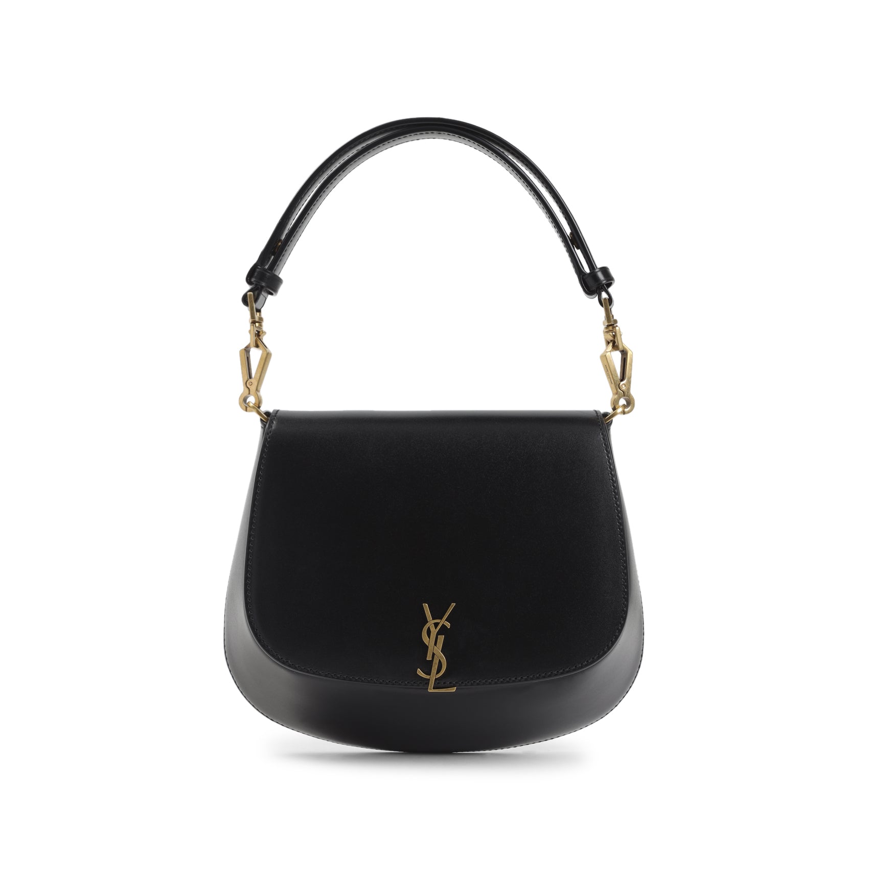 Curved Black Leather Shoulder Bag
