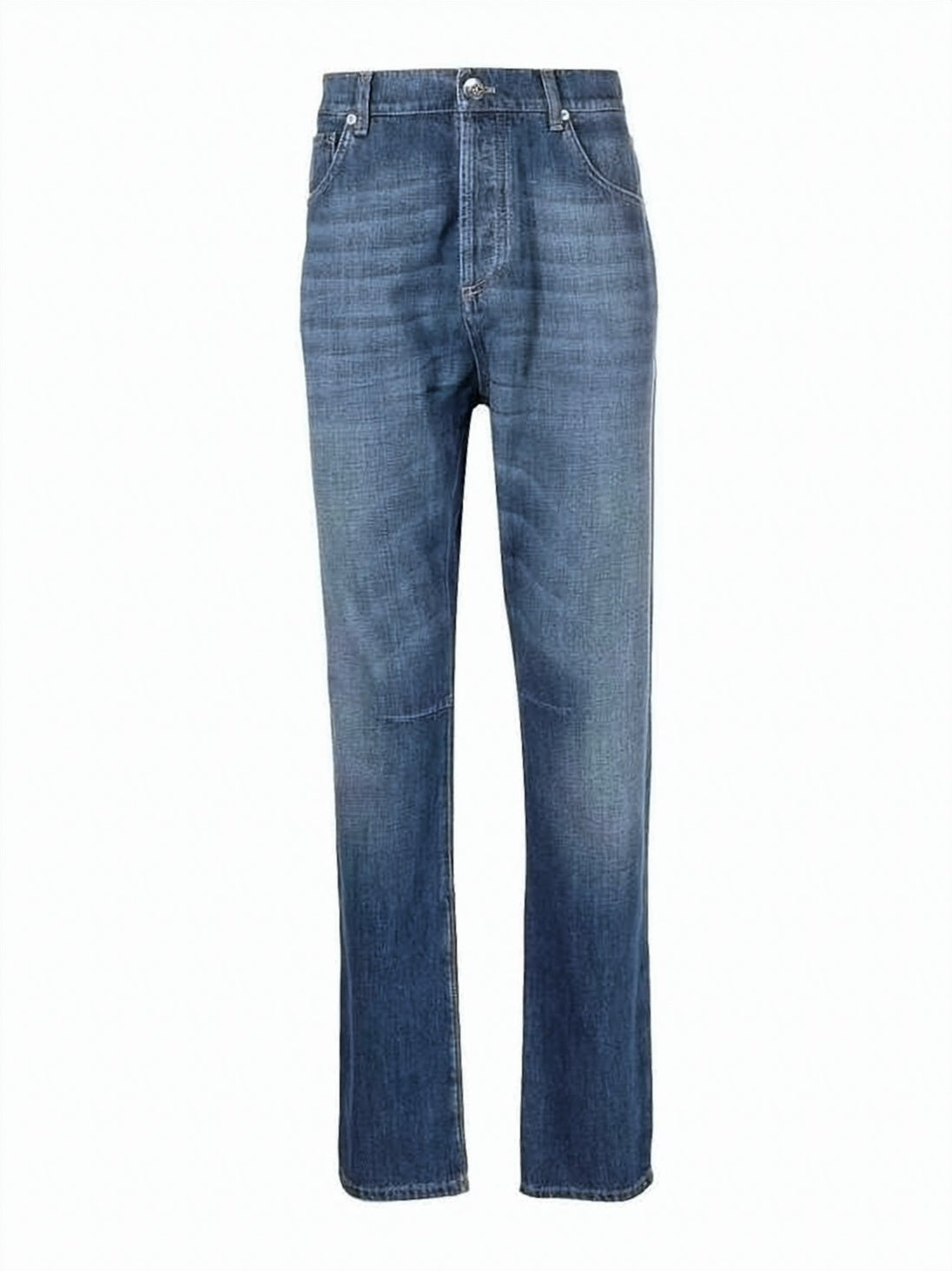 Medium Wash Straight-Leg Denim Pants