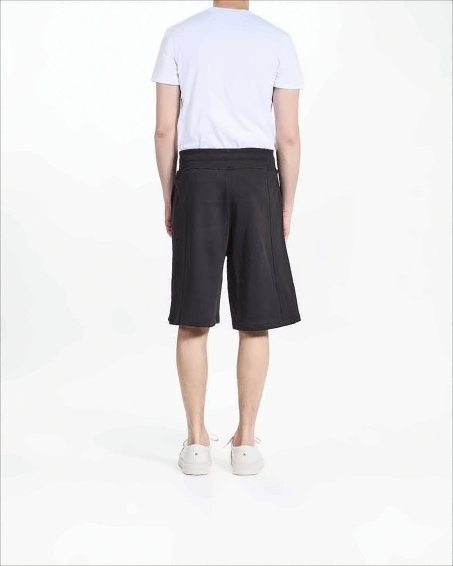 Relaxed Fit Cotton Shorts with Drawstring Waistband and Gold Accents