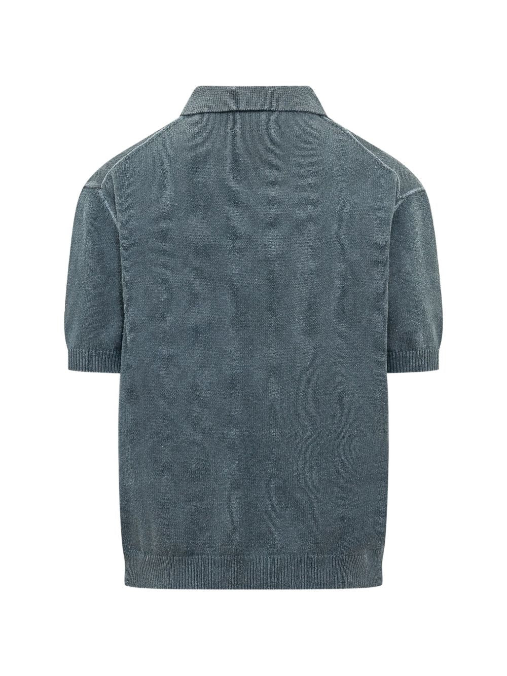 Silk And Nylon Blend Crew Neck Polo