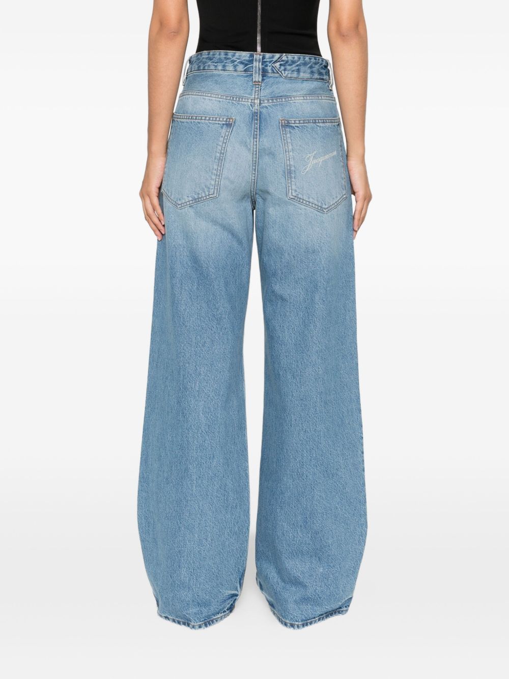 Wide-Leg Indigo Blue Denim Jeans