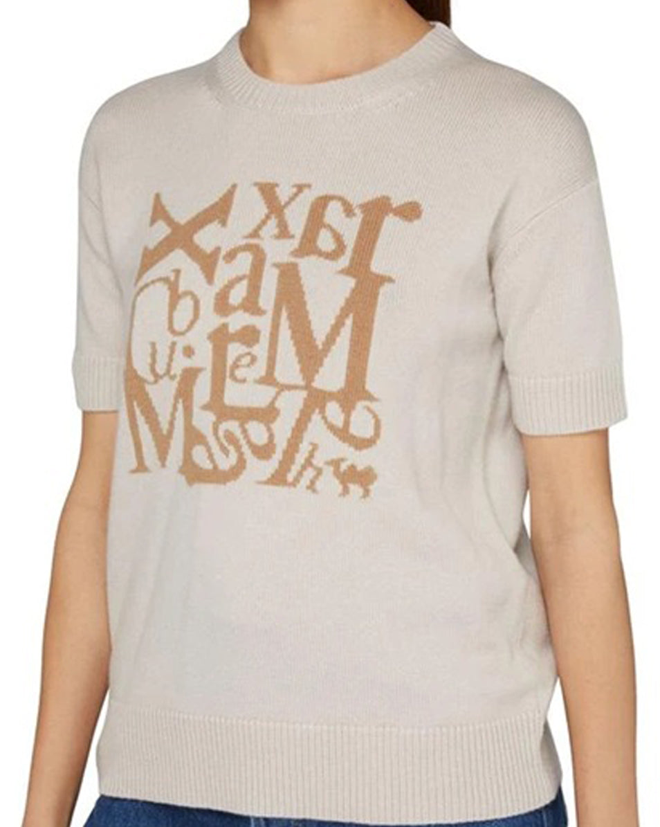 Relaxed Fit Knit Sweater with Abstract Letter Design