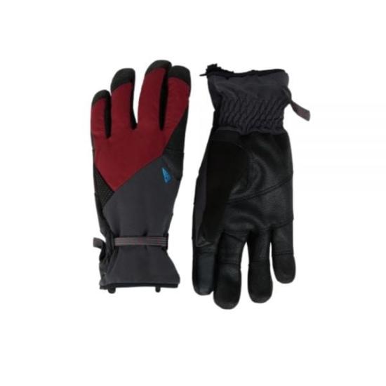 Textured Black Gloves with Deep Red Back