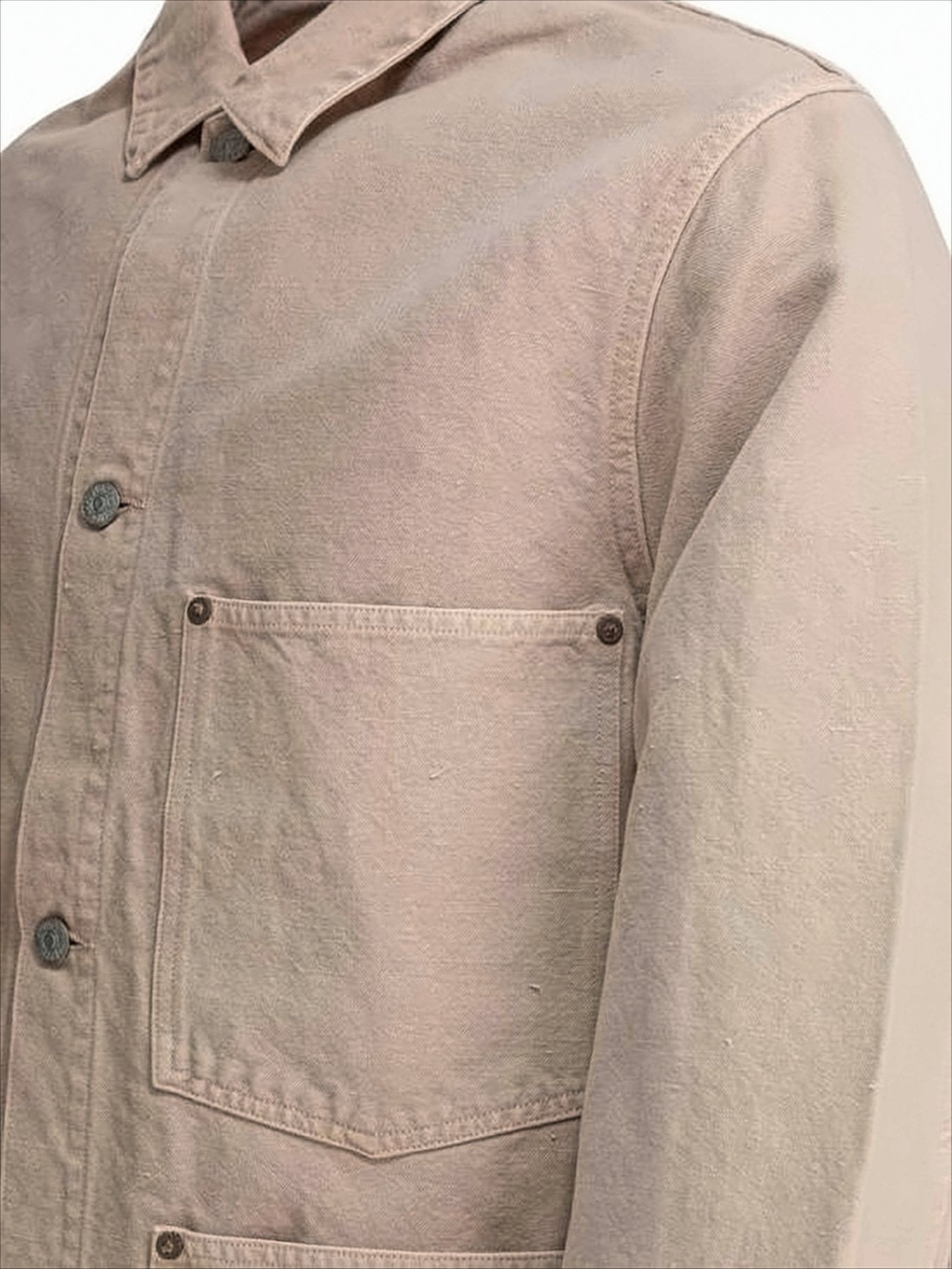 Relaxed Fit Beige Jacket with Classic Collar