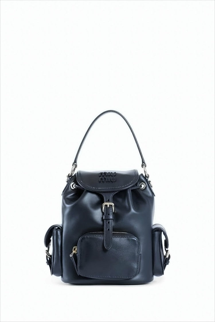 Structured Black Leather Crossbody Bag