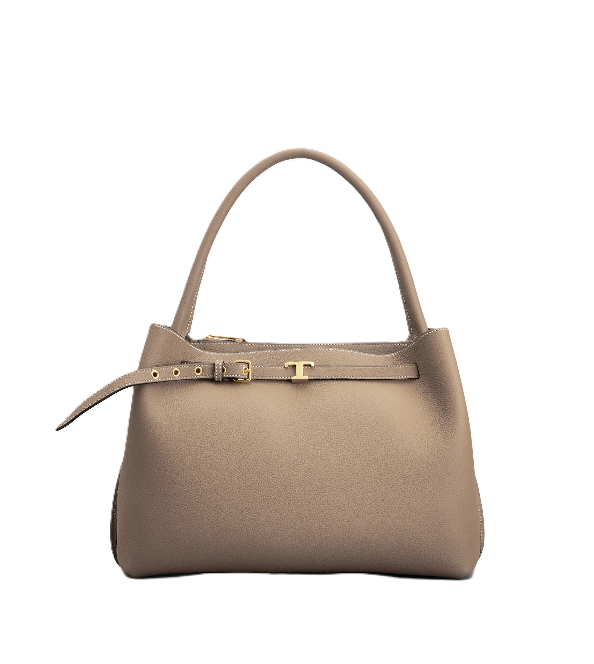 Structured Handbag with Decorative Strap and Gold-tone Accents