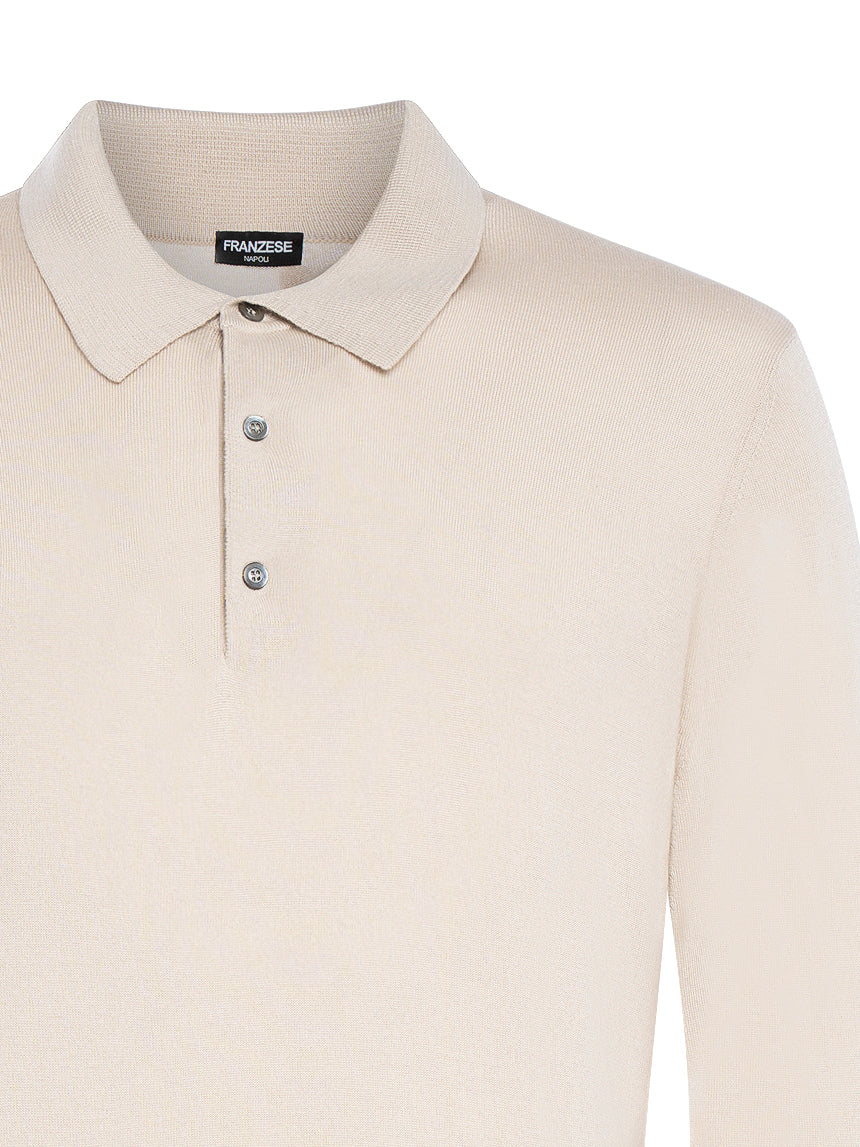 Sweter polo z miękkiej wełny z zapięciem na trzy guziki