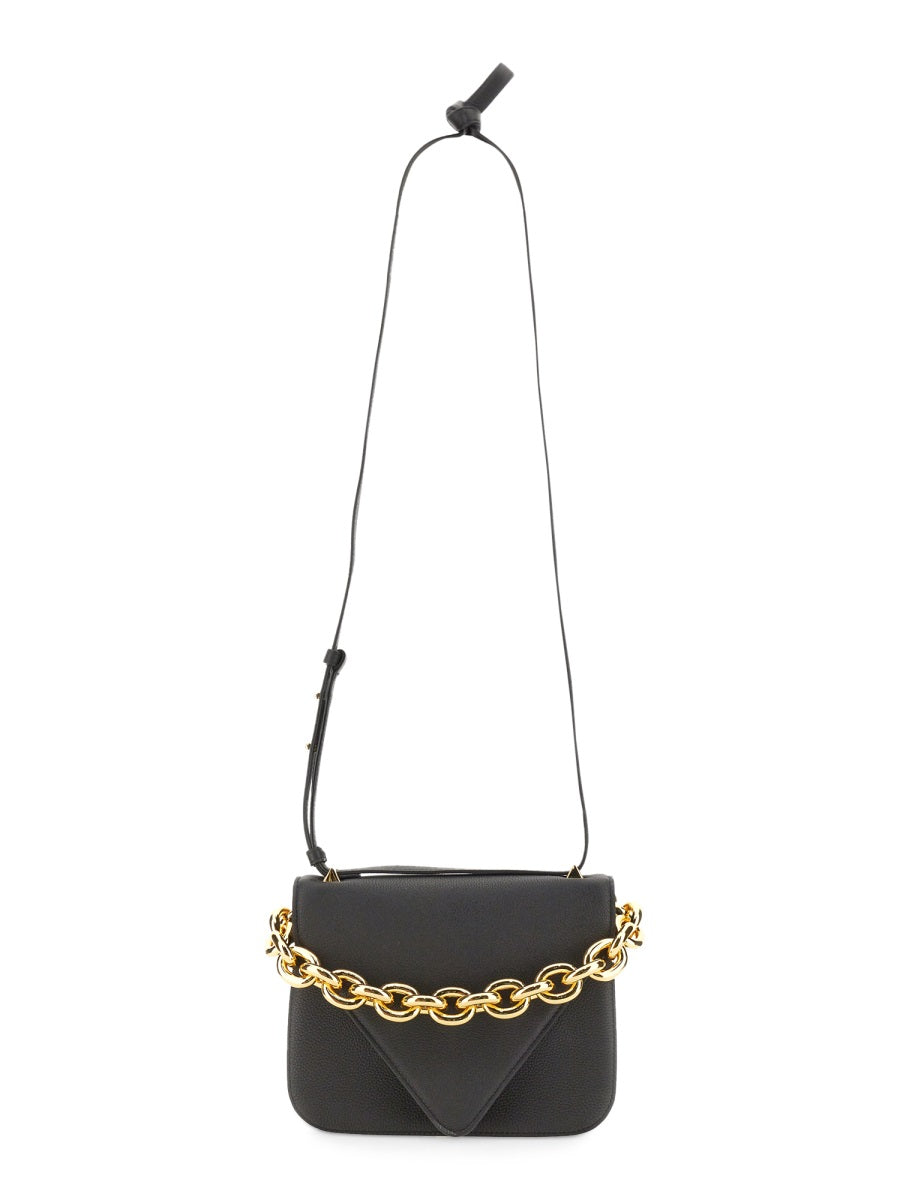Suede Shoulder Bag with Extralarge Chain Handle