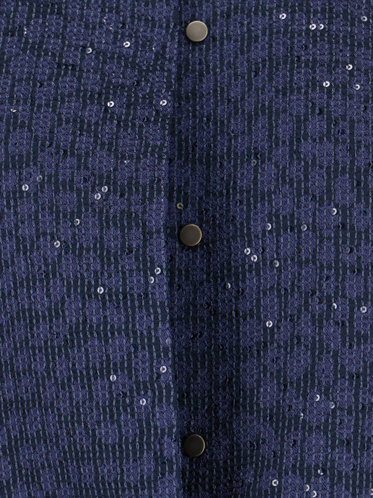 Navy Single-Breasted Sequin Mandarin Jacket