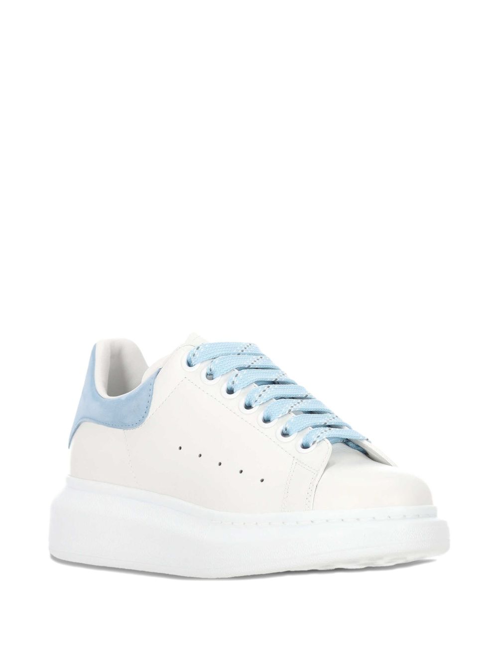 White Leather Sneakers with Blue Suede Accents
