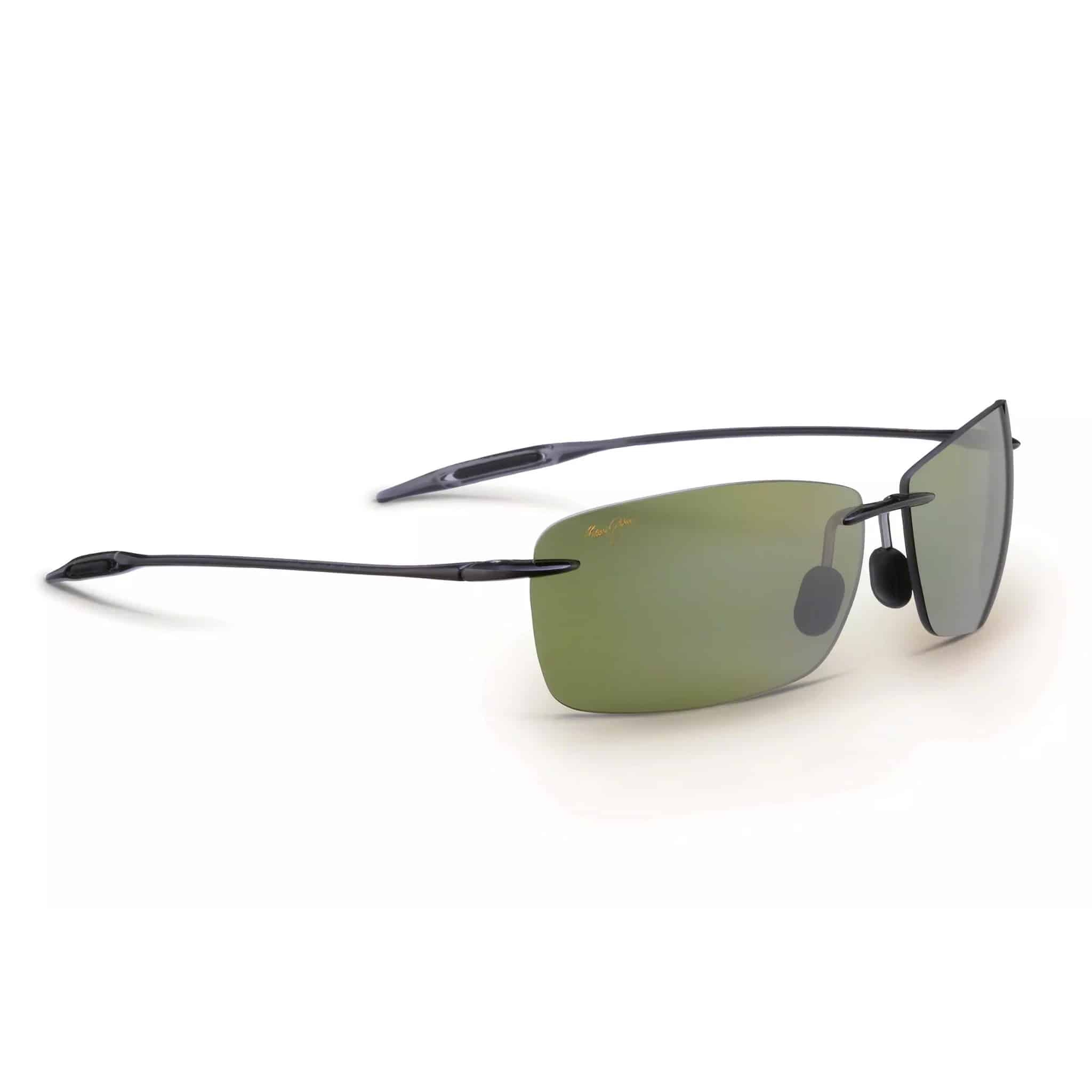 Rimless Sunglasses with Rectangular Green-Tinted Lenses